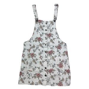 Tinseltown Overalls Dress Floral Girls Button Down Size L